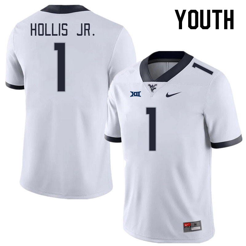 Youth #1 Garnett Hollis Jr. West Virginia Mountaineers College Football Jerseys Stitched Sale-White